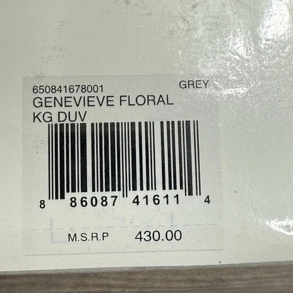 Ralph Lauren Genevieve Floral King Duvet Cover 100% Cotton Sateen Gray NWT $430
